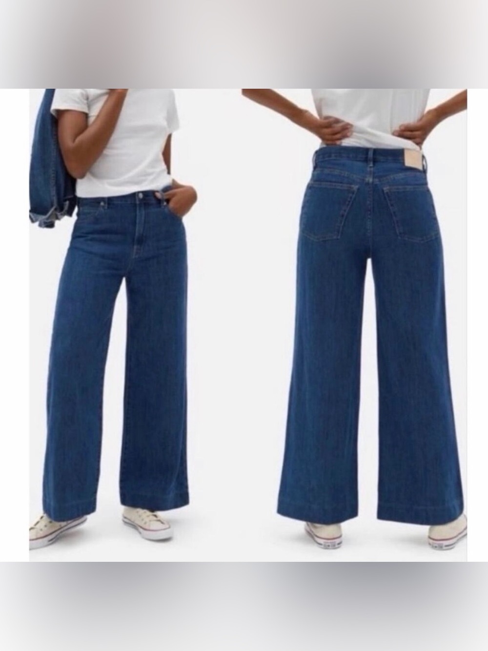 Everlane The Summer Wide Leg Jeans High Rise 100% Cotton Blue Denim